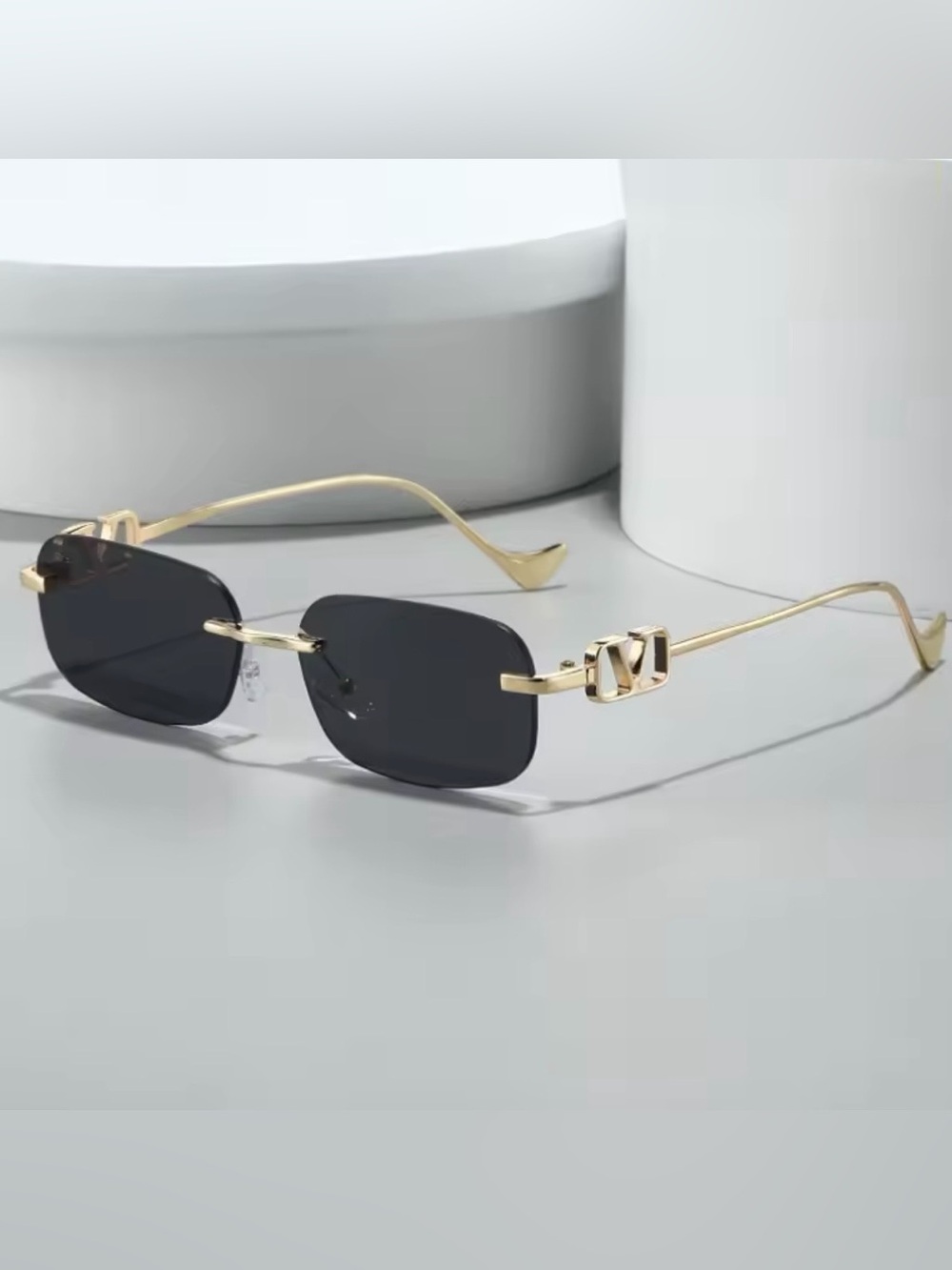 Others Follow Gold Frame Black Lens Sunglasses